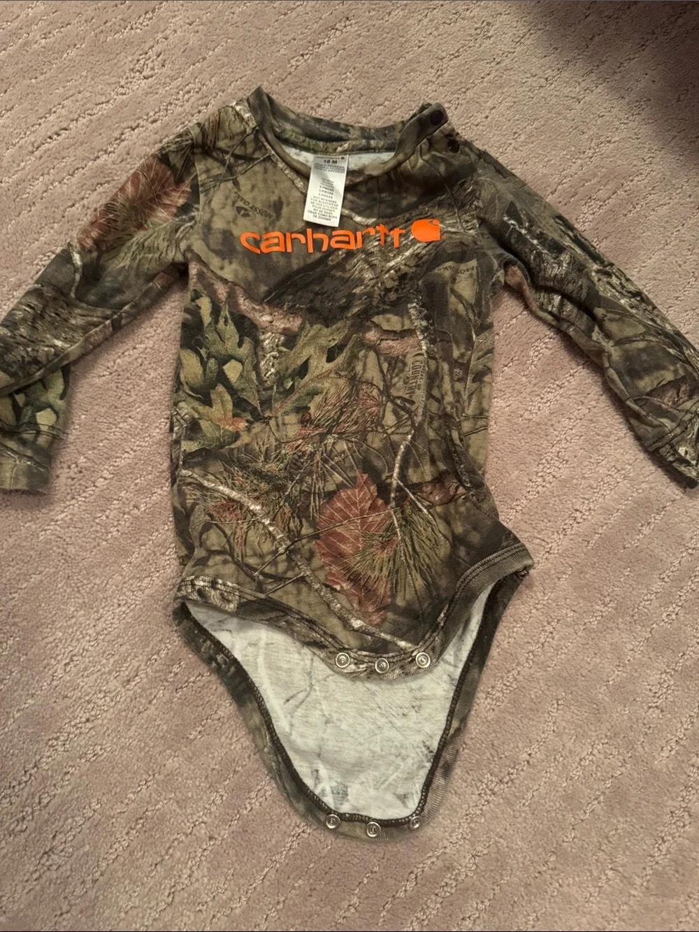 Carhartt Kids Camouflage Long-Sleeve One-Piece Bodysuit - Green, Brown